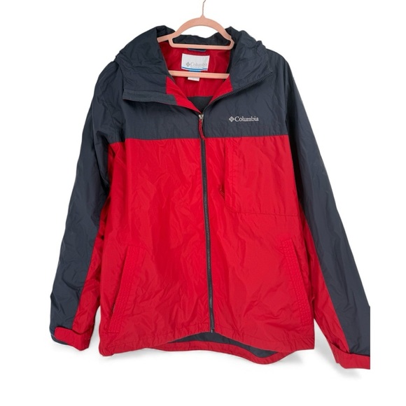 Columbia Other - Columbia Red Gray Fleece-Lined Windbreaker Jacket Full Zip Outdoor Hiking Coat